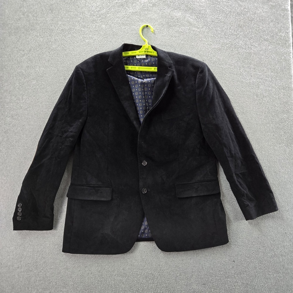 Lauren Ralph Lauren Men Blazer 44R Black Corduroy Sport Coat Button Suede Elbow